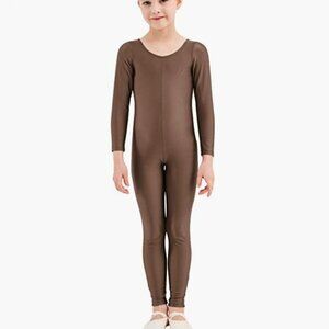Girls Kids Long Sleeve Spandex One Piece Dance Unitard, Small